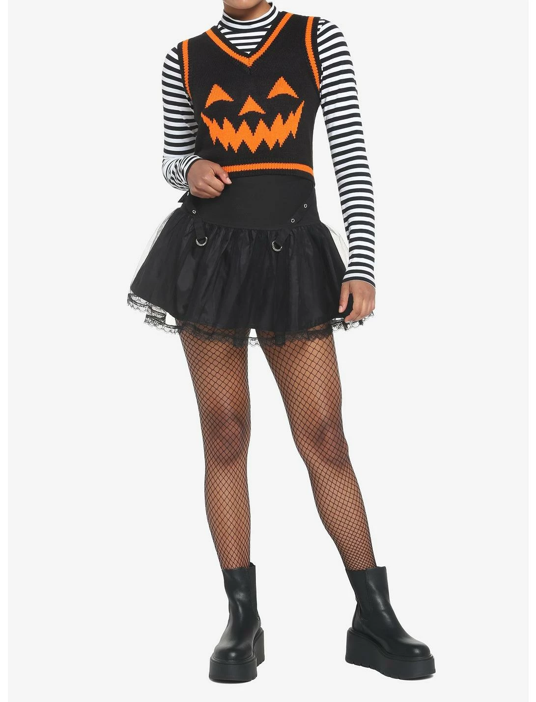 HUNIVERS Black & Orange Pumpkin Sweater Vest - Image 2