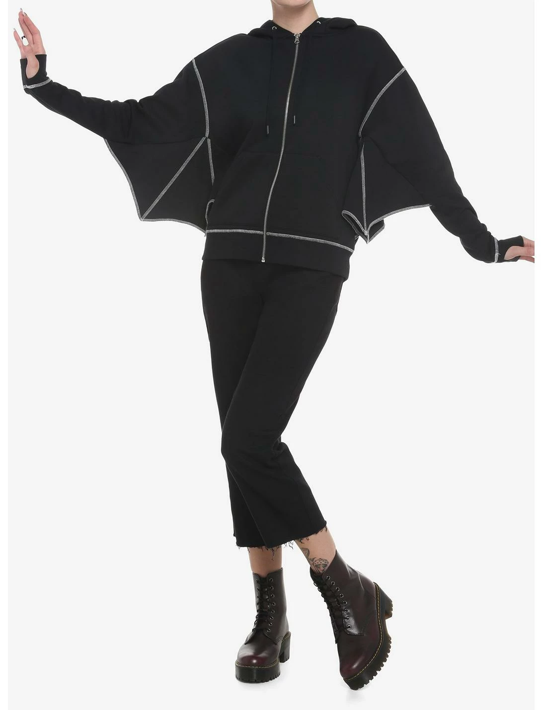 HUNIVERS Black Bat Wing Hoodie - Image 2