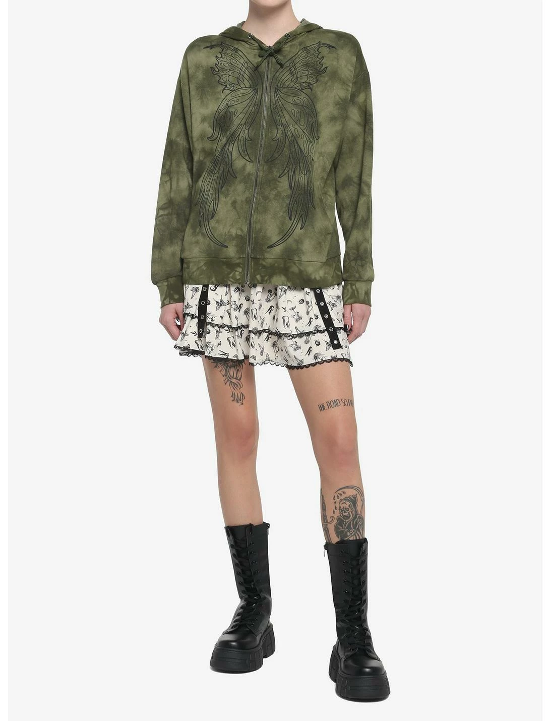 HUNIVERS Fairy Wings Green Tie-Dye Hoodie - Image 2