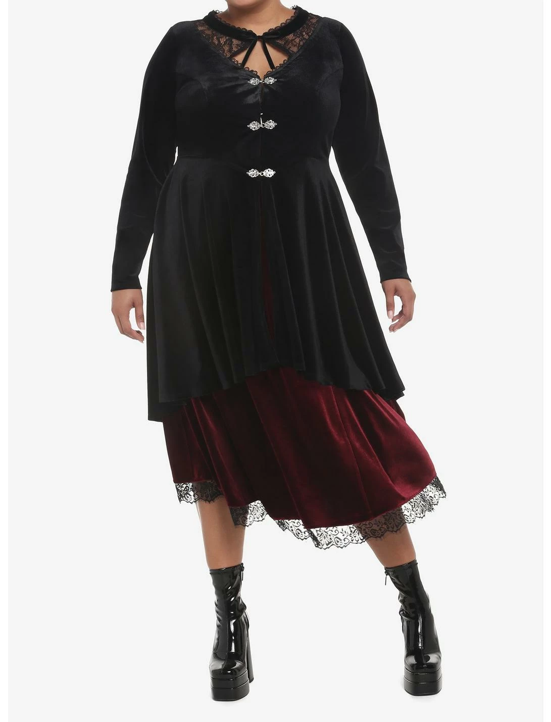 HUNIVERS Black Velvet Hi-Low Jacket Plus Size - Image 2