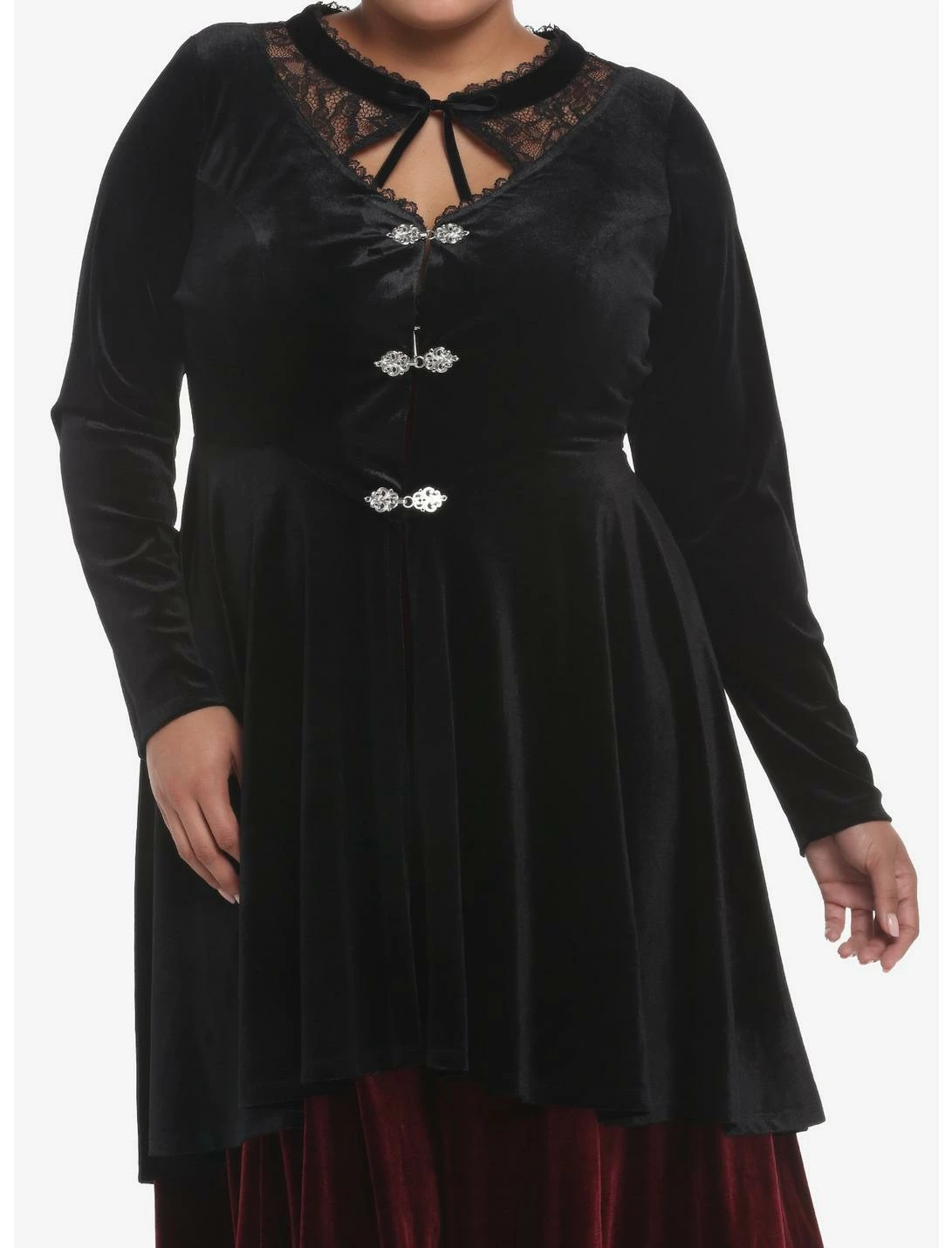 HUNIVERS Black Velvet Hi-Low Jacket Plus Size