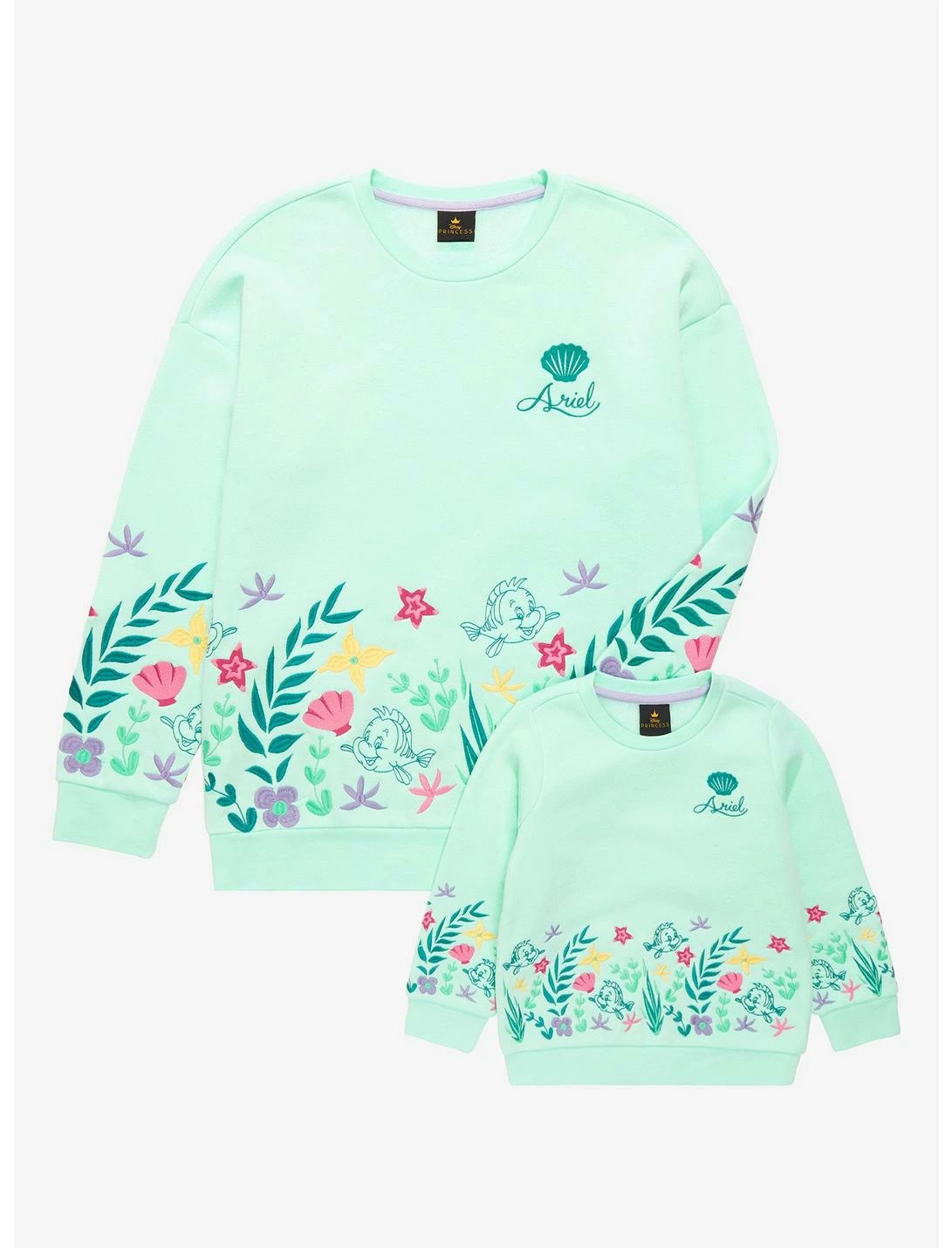 HUNIVERS Disney The Little Mermaid Flounder Floral Sweatshirt - Image 3