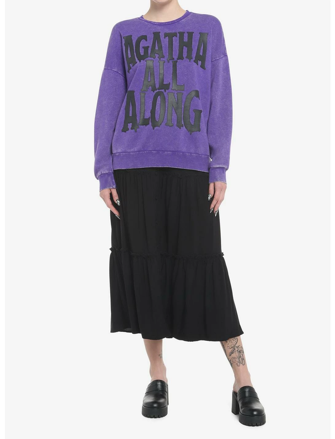 HUNIVERS Her Universe Marvel WandaVision Agatha All Along Mineral Wash Sweatshirt - Image 2