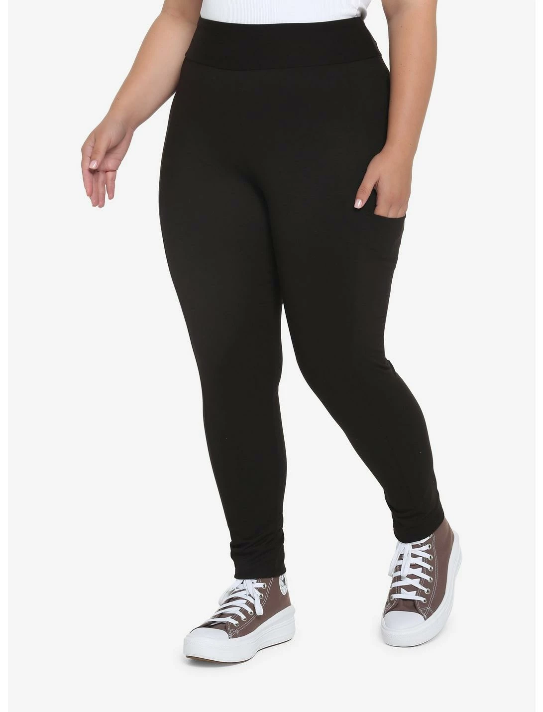 HUNIVERS Black Leggings With Pocket Plus Size