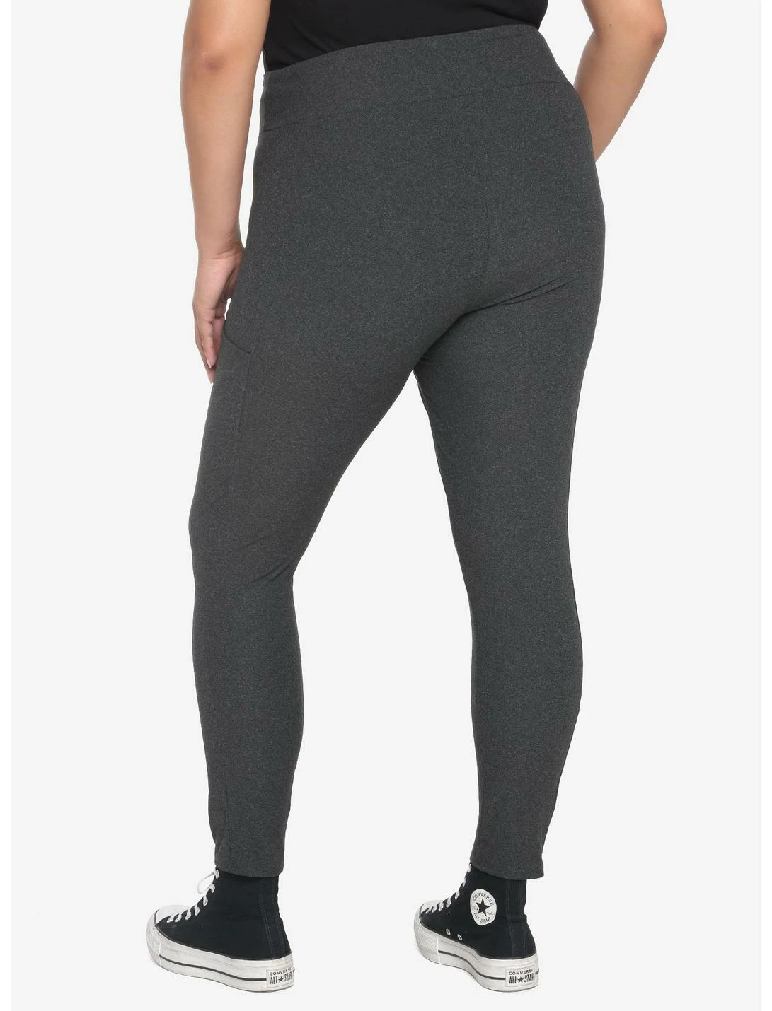 HUNIVERS Charcoal Grey Leggings With Pocket Plus Size - Image 2