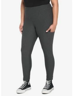 HUNIVERS Charcoal Grey Leggings With Pocket Plus Size