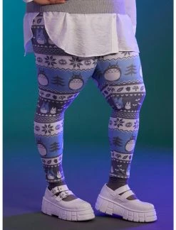 HUNIVERS Her Universe Studio Ghibli My Neighbor Totoro Holiday Fair Isle Leggings Plus Size