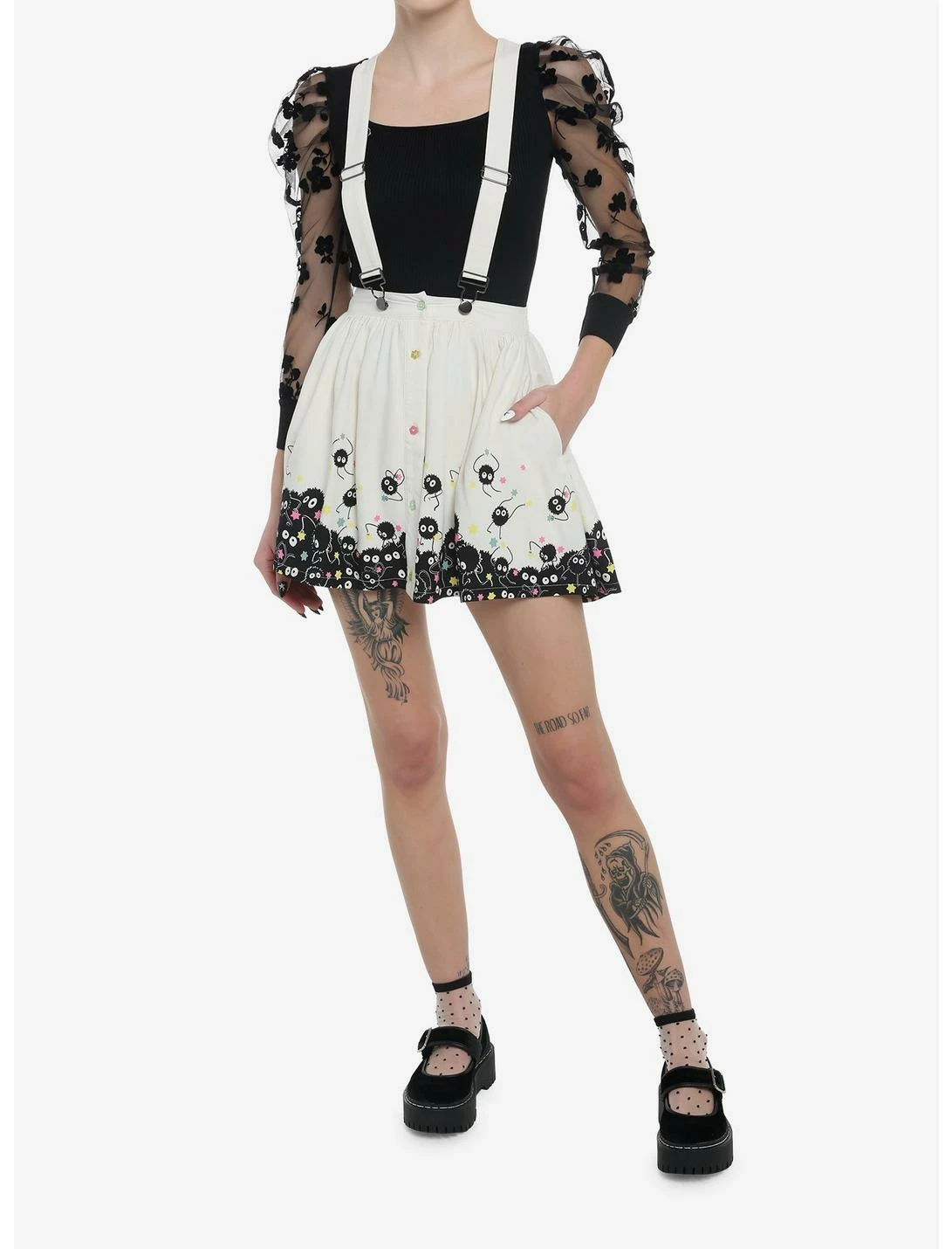 HUNIVERS Her Universe Studio Ghibli Spirited Away Soot Sprites Star Candy Suspender Skirt - Image 2
