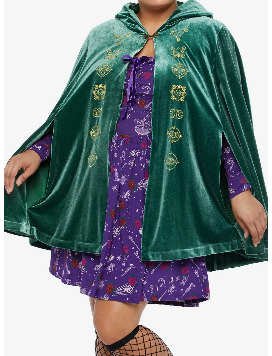 HUNIVERS Her Universe Disney Hocus Pocus Winifred Velvet Hooded Cape Plus Size