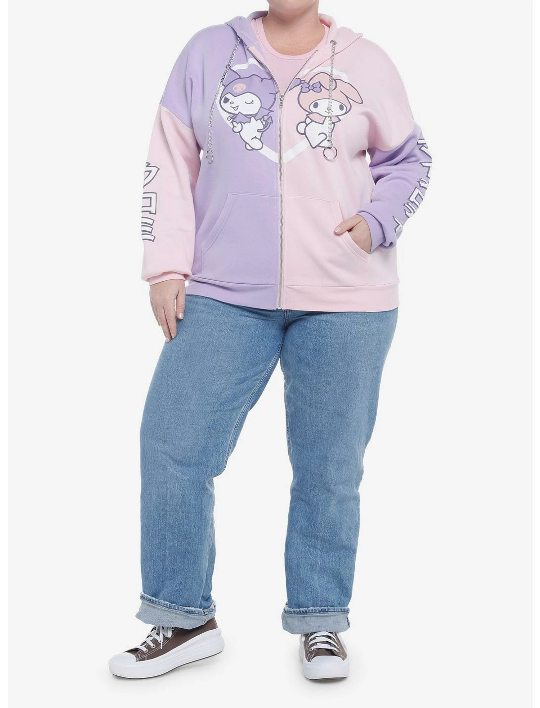 HUNIVERS My Melody & Kuromi Pastel Split Hoodie Plus Size - Image 2