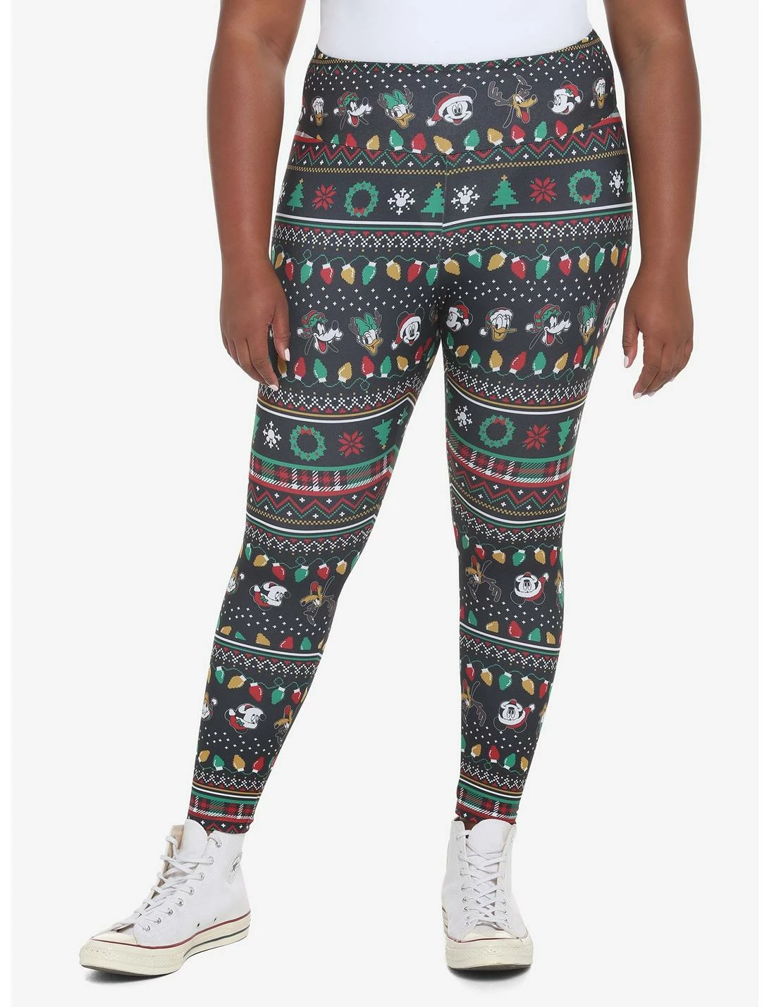HUNIVERS Her Universe Disney Holiday Mickey Mouse & Friends Fair Isle Leggings Plus Size