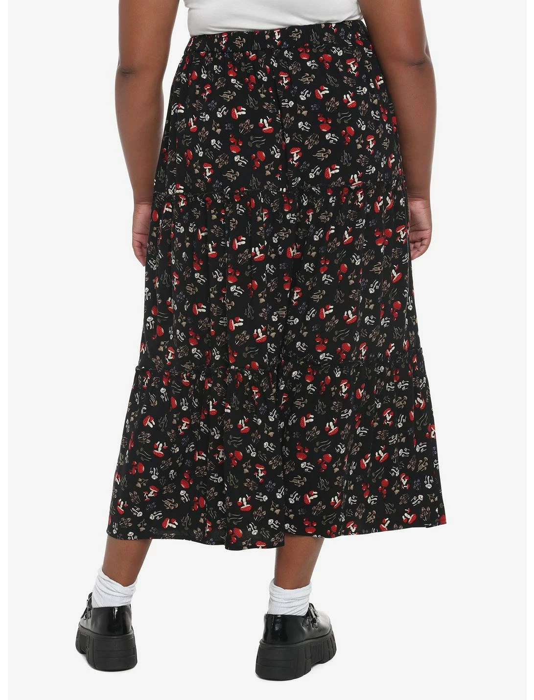 Null Mushroom Tiered Button-Front Midi Skirt Plus Size - Image 2