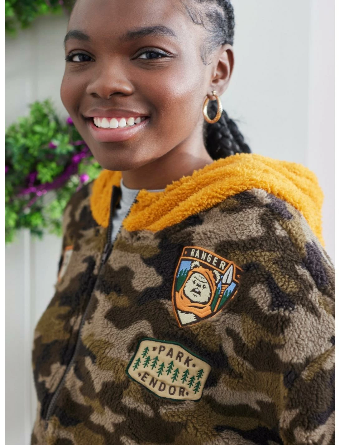 HUNIVERS Her Universe Star Wars Ewok Sherpa Camouflage Hoodie - Image 3