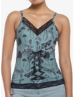 HUNIVERS Disney Peter Pan Tinker Bell Mushroom Lace-Up Cami