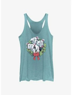 Null Disney 101 Dalmatians Puppy Christmas Wreath Womens Tank Top