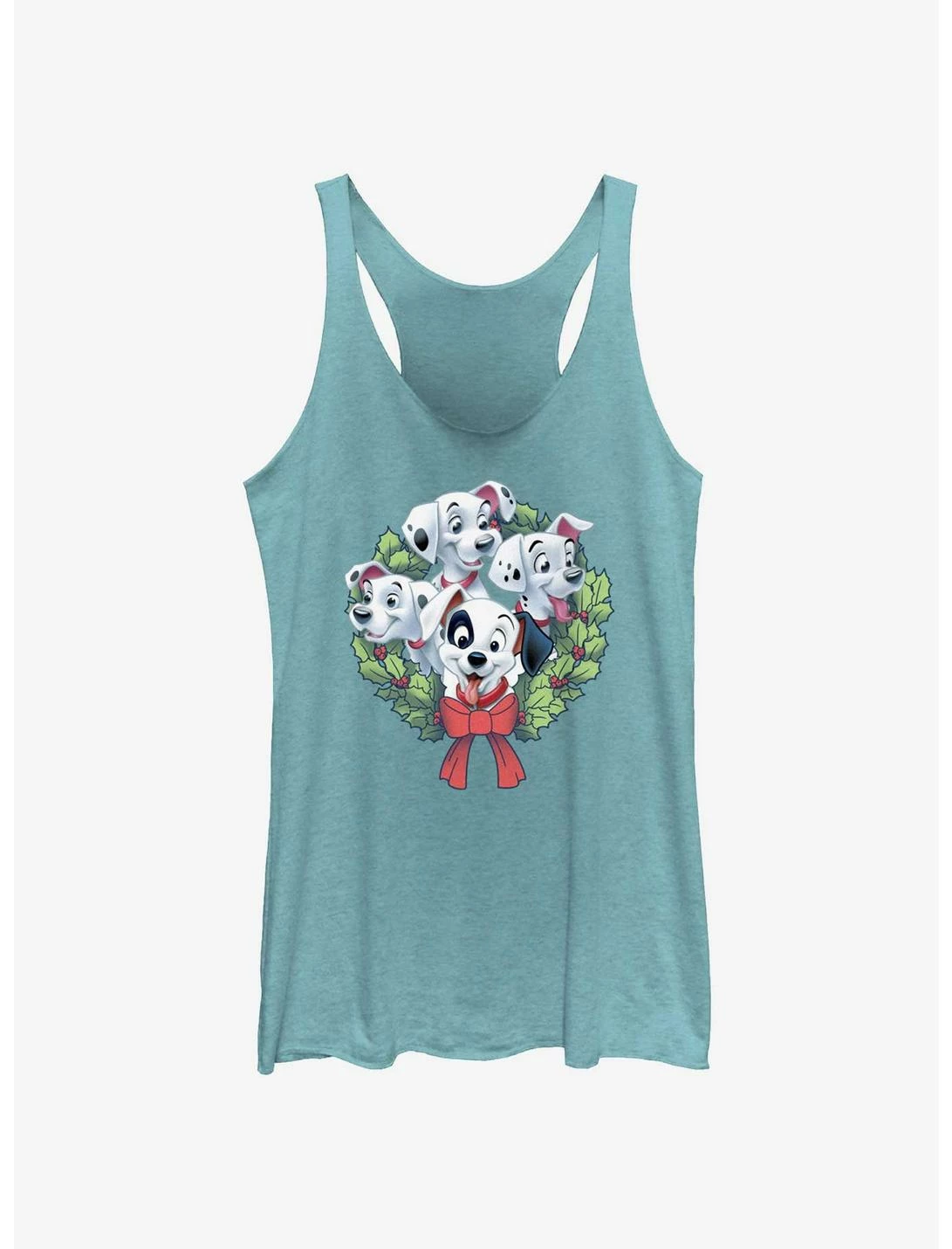 Null Disney 101 Dalmatians Puppy Christmas Wreath Womens Tank Top