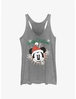 Null Disney Mickey Mouse Snowflakes Santa Mickey Womens Tank Top