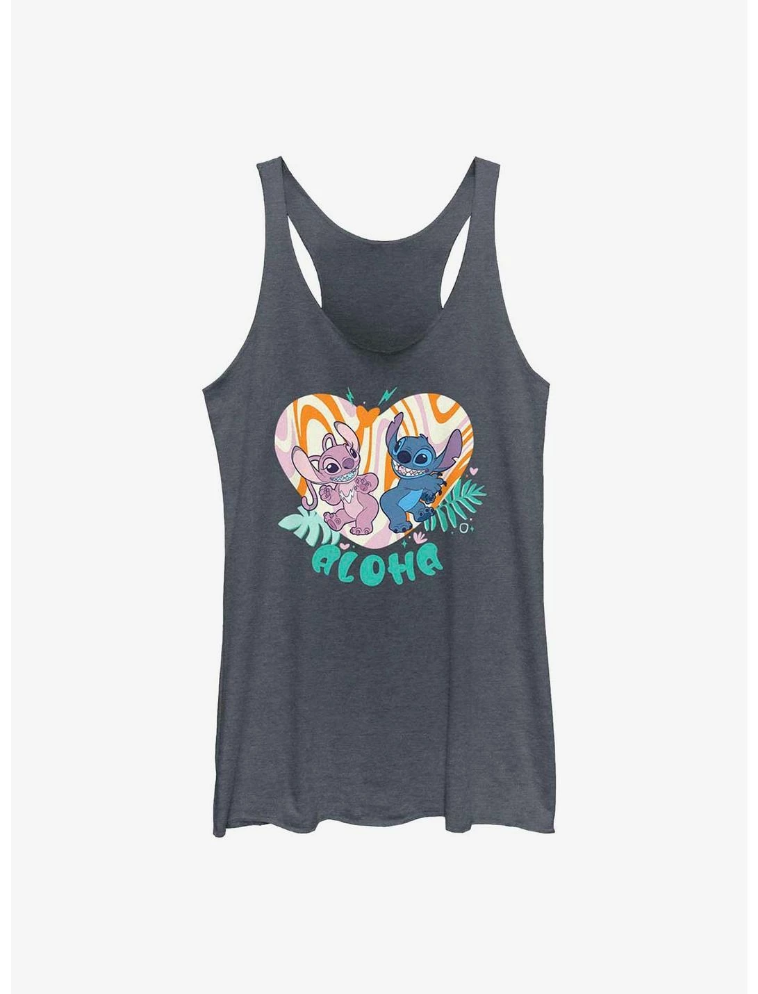 Null Disney Lilo & Stitch Angel And Stitch Groovy Heart Womens Tank Top