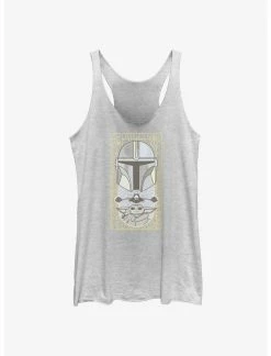 Null Star Wars The Mandalorian Grogu & Mando Clan Mudhorn Card Womens Tank Top