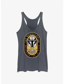 Null Star Wars The Mandalorian Where I Go, He Goes Badge Womens Tank Top