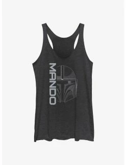 Null Star Wars The Mandalorian Line Art Mando Head Womens Tank Top