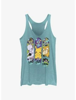 Null Pokemon Mewtwo, Pikachu, And Psyduck Skateboard Deck Art Womens Tank Top